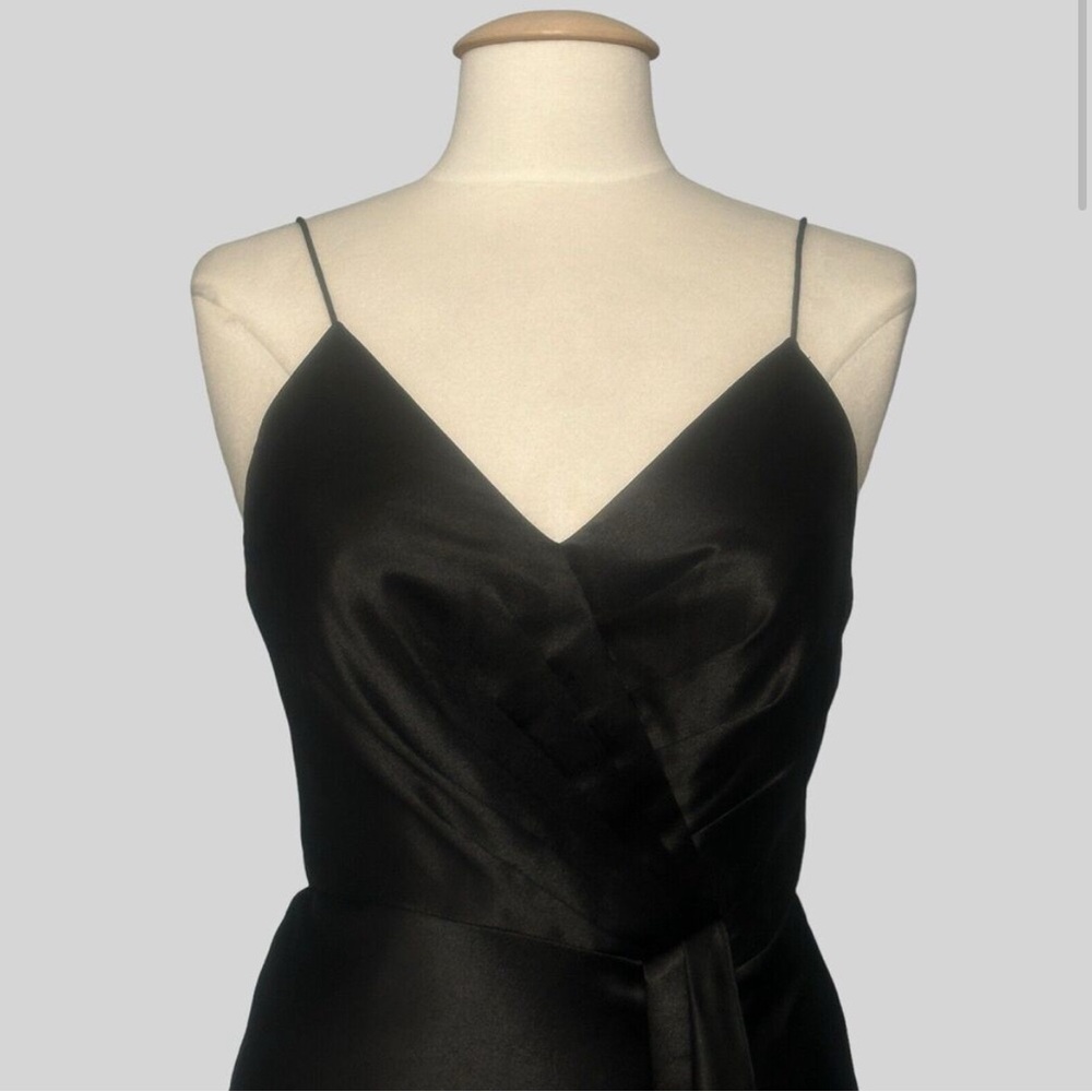 Christina Wu Elegant Black Satin Evening Gown - Picture 2 of 14